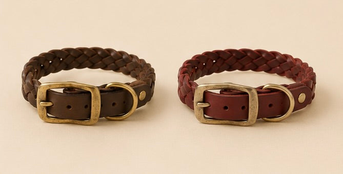 Senna – Geflochtenes Lederhalsband (Cognac)