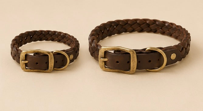 Senna – Geflochtenes Lederhalsband (Cognac)