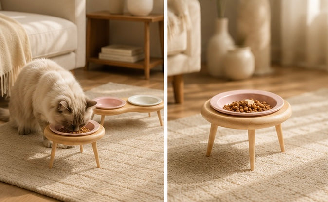 Duetto – Raised Ceramic Feeding Station with Wood Stand