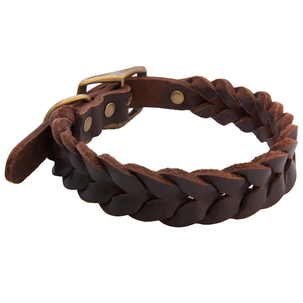 Braided Leather Collar (Cognac)