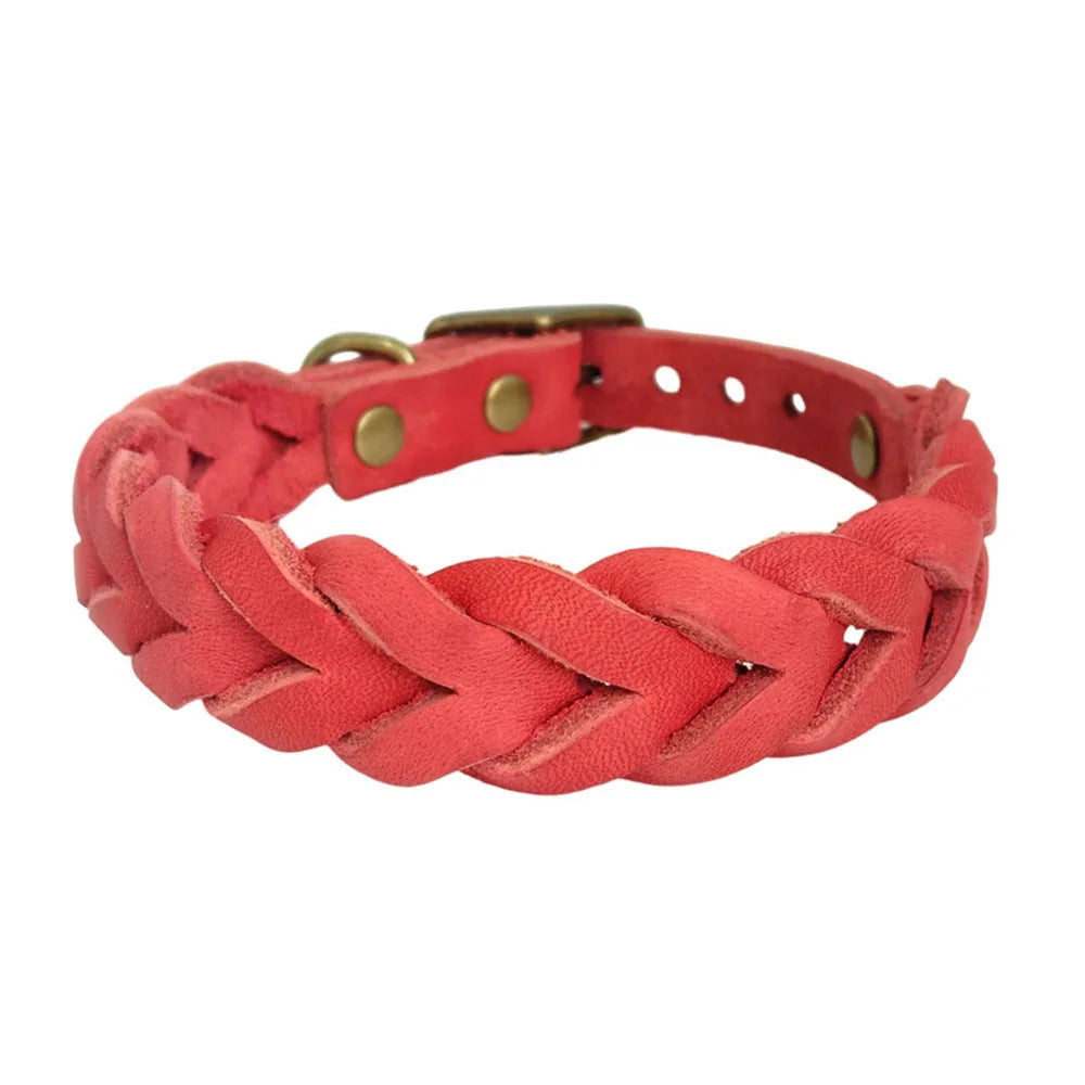 Braided Leather Collar (Cognac)